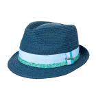 STETSON | Chapeau de paille homme Trilby avec bordure en ruban color� jeans