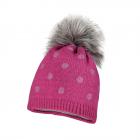 MAXIMO | Casquette mini fille pois scintillants pompon en fausse fourrure 