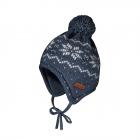 MAXIMO | Bonnet � pompon pour b�b� avec prot�ge-oreilles et attache bleu