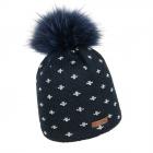 NORTON | Bonnet tricot� femme avec pompon bleu fonc�