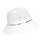 FASHION | Chapeau de paille Cloche pour femme avec bande de chapeau m�tallique  blanc