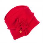 MAYSER | Bonnet femme Chelsea avec application de fleurs en 100% laine vierge rouge fonc�