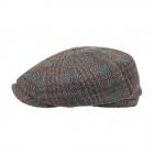STETSON | Casquette sport casquette plate Hatteras Harris Tweed en laine vierge bleu