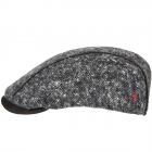 ALFONSO D'ESTE | Casquette plate en pure laine vierge avec d�tails en cuir noble gris