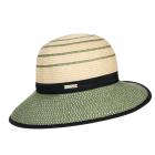 SEEBERGER | Chapeau d'�t� pour femmes en tissu et paille de papier tress�e vert