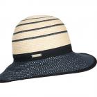 SEEBERGER | Chapeau d'�t� pour femmes en tissu et paille de papier tress�e bleu fonc�