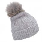 SEEBERGER | Bonnet tricot cachemire soie avec revers avec pompon gris clair