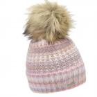 SEEBERGER | Knit beanie with turn-up and real fur pompon 