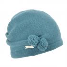 SEEBERGER | Bonnet en laine bouillie avec petits pompons femme turquoise