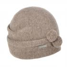 SEEBERGER | Bonnet en laine bouillie avec petits pompons femme marron clair