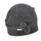 SEEBERGER | Bonnet en laine bouillie avec petits pompons femme anthracite