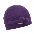 SEEBERGER | Bonnet en laine bouillie avec petits pompons femme lilas