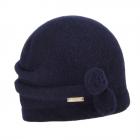 SEEBERGER | Bonnet en laine bouillie avec petits pompons femme bleu