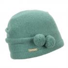 SEEBERGER | Bonnet en laine bouillie avec petits pompons femme vert