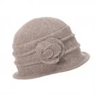 SEEBERGER | Cloche en laine bouillie avec petite fleur marron clair