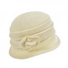 SEEBERGER | Cloche en laine bouillie avec petite fleur nature