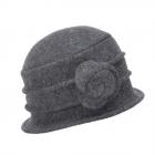 SEEBERGER | Cloche en laine bouillie avec petite fleur anthracite