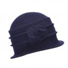 SEEBERGER | Cloche en laine bouillie avec petite fleur bleu