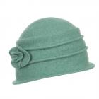 SEEBERGER | Cloche en laine bouillie avec petite fleur vert