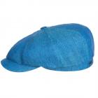 STETSON | Casquette plate pour homme 100% lin avec un �l�gant motif � chevrons bleu