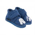 NANGA | Chaussons b�b� gar�on avec semelle antid�rapante et motif Little Polar Bear Laine vierge bleu