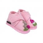 NANGA | Chaussons b�b� fille avec semelle antid�rapante et motif faon en laine vierge 