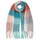FASHION | Foulard �cossais � franges 50x180cm p�trole