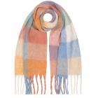 FASHION | Foulard �cossais � franges 50x180cm bleu moyen