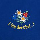 Tablier bleu avec motif : I bin der Chef bleu