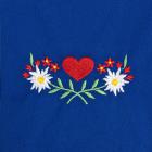 Tablier bleu avec motif : fleur avec c?ur bleu