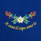 Tablier bleu avec motif : A casa il capo sono io bleu