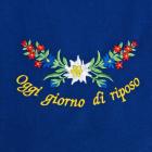 Tablier bleu avec motif : Oggi giorno di riposo bleu