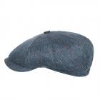 STETSON | Casquette plate pour hommes 100% soie orn�e de chevrons bleu