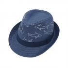 MAXIMO | Chapeau d'�t� pour gar�on Trilby avec dessin de requin bleu fonc�
