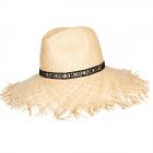 BORSALINO | Chapeau �l�gant pour femmes avec bord l�chement frang�, 100% paille nature