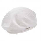 SEEBERGER | B�ret tricot� pour femme en 100% coton avec bord roul� blanc laine