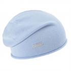 SEEBERGER | B�ret tricot� pour femme en 100% coton avec bord roul� bleu clair