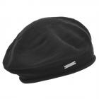 SEEBERGER | B�ret tricot� pour femme en 100% coton avec bord roul� noir