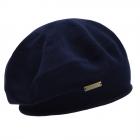 SEEBERGER | B�ret tricot� pour femme en 100% coton avec bord roul� bleu