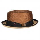 ALFONSO D'ESTE | Chapeau Porkpie au design contrast� accentu� par un noeud original