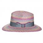 ALFONSO D'ESTE | Chapeau de paille ray� pour femmes dans une charmante combinaison de couleurs bleu