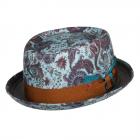 ALFONSO D'ESTE | Chapeau pour homme Pork Pie � motifs 100% lin bleu