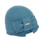 SEEBERGER | Bonnet femme en laine avec n�ud 100% laine vierge turquoise