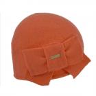SEEBERGER | Bonnet femme en laine avec n�ud 100% laine vierge rouge-brun