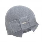 SEEBERGER | Bonnet femme en laine avec n�ud 100% laine vierge gris clair