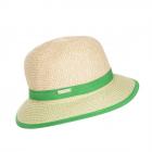 SEEBERGER | Chapeau cloche en paille de papier pour femmes avec coutures contrast�es turquoise