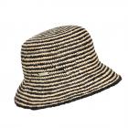 SEEBERGER | Chapeau de p�cheur en paille raffin�e ray�e noir