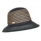 SEEBERGER | Chapeau cloche femme en m�lange de paille naturelle noir
