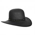 SEEBERGER | Chapeau en papier floppy pour femme avec ruban brillant noir