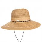SEEBERGER | Fedora femme en paille de papier avec m�lange de galons et cordelette rouge-brun